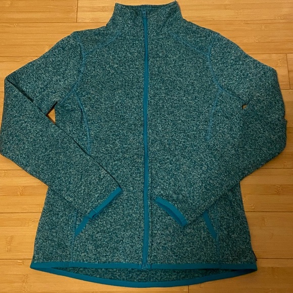 Eddie Bauer Heathered Full Zip Fleece Jacket in Teal NWOT - Picture 2 of 7